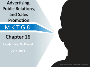 Advertising, Public Relations and Sales Promotions