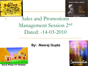 Sales and Promotions Management Session 1st Dated: -07-03-2010