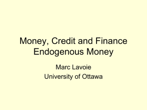 Money, Credit and Finance Endogenous Money