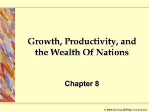 Growth, Productivity, and the Wealth Of Nations