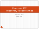 Economics 212 Introductory Macroeconomics