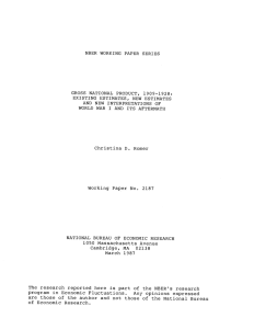 NBER WORKING PAPER SERIES GROSS NATIONAL PRODUCT, 1909-1928: EXISTING ESTIMATES, NEW ESTIMATES