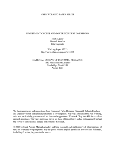 NBER WORKING PAPER SERIES INVESTMENT CYCLES AND SOVEREIGN DEBT OVERHANG Mark Aguiar