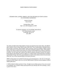 NBER WORKING PAPER SERIES IN CONSUMER CONFIDENCE