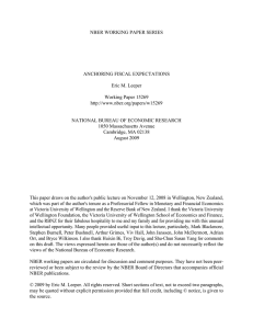 NBER WORKING PAPER SERIES ANCHORING FISCAL EXPECTATIONS Eric M. Leeper Working Paper 15269