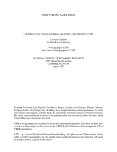 NBER WORKING PAPER SERIES Lorenzo Caliendo Esteban Rossi-Hansberg