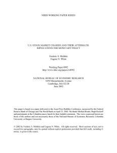 NBER WORKING PAPER SERIES U.S. STOCK MARKET CRASHES AND THEIR AFTERMATH: