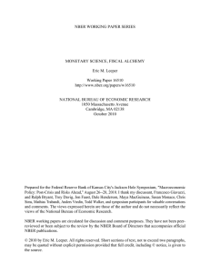 NBER WORKING PAPER SERIES MONETARY SCIENCE, FISCAL ALCHEMY Eric M. Leeper