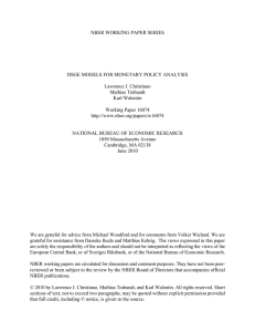 NBER WORKING PAPER SERIES DSGE MODELS FOR MONETARY POLICY ANALYSIS Mathias Trabandt