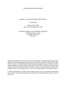 NBER WORKING PAPER SERIES MARKET ACCESS, OPENNESS AND GROWTH John Romalis