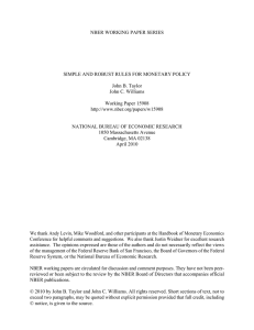 NBER WORKING PAPER SERIES SIMPLE AND ROBUST RULES FOR MONETARY POLICY