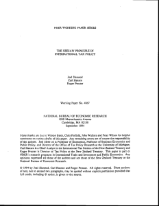 NBER WORKING PAPER SERIES THE SEESAW PRINCIPLE IN INTERNATIONAL TAX Joel Slemrod