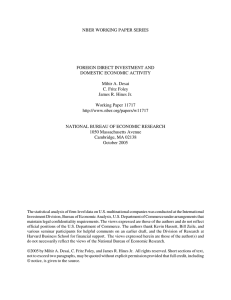 NBER WORKING PAPER SERIES FOREIGN DIRECT INVESTMENT AND DOMESTIC ECONOMIC ACTIVITY