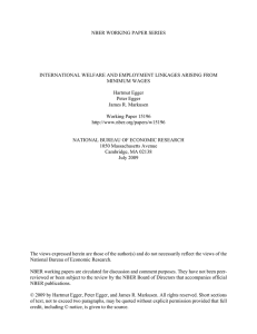 NBER WORKING PAPER SERIES INTERNATIONAL WELFARE AND EMPLOYMENT LINKAGES ARISING FROM