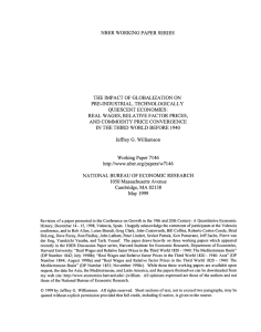 NBER WORKING PAPER SERIES THE IMPACT OF GLOBALIZATION ON PRE-INDUSTRIAL, TECHNOLOGICALLY QUIESCENT ECONOMIES: