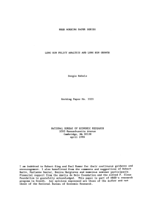 NBER WORXING PAPER SERIES RUN GROWTH LONG RUN POLICY ANALYSIS AND Sergio Rebelo