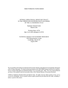 NBER WORKING PAPER SERIES OPTIMAL OPERATIONAL MONETARY POLICY IN THE CHRISTIANO-EICHENBAUM-EVANS MODEL