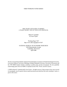 NBER WORKING PAPER SERIES Brian R. Copeland M. Scott Taylor