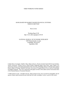 NBER WORKING PAPER SERIES BANK-BASED OR MARKET-BASED FINANCIAL SYSTEMS: WHICH IS BETTER?