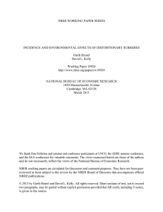 NBER WORKING PAPER SERIES INCIDENCE AND ENVIRONMENTAL EFFECTS OF DISTORTIONARY SUBSIDIES