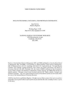 NBER WORKING PAPER SERIES WEALTH TRANSFERS, CONTAGION, AND PORTFOLIO CONSTRAINTS Anna Pavlova