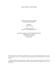NBER WORKING PAPER SERIES WAGES AND THE Mark Bus Yongsung Chang