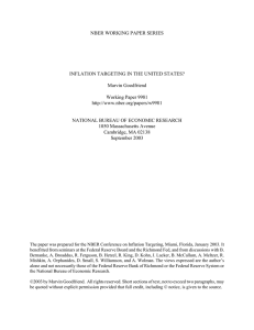 NBER WORKING PAPER SERIES INFLATION TARGETING IN THE UNITED STATES? Marvin Goodfriend