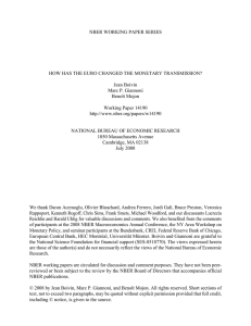 NBER WORKING PAPER SERIES Jean Boivin Marc P. Giannoni