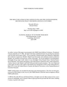 NBER WORKING PAPER SERIES RECONCILING POLICY DECISIONS AND DATA OUTCOMES