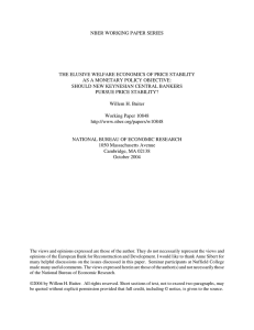 NBER WORKING PAPER SERIES THE ELUSIVE WELFARE ECONOMICS OF PRICE STABILITY