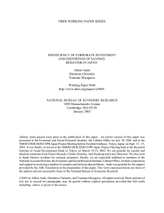 NBER WORKING PAPER SERIES INEFFICIENCY OF CORPORATE INVESTMENT AND DISTORTION OF SAVINGS