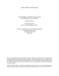 NBER WORKING PAPER SERIES JAMES TOBIN: AN APPRECIATION OF HIS