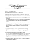 14.02 Principles of Macroeconomics Problem Set 5 Solutions Spring 2003