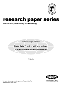 research paper series  Research Paper 2003/16 Factor Price Frontiers with International