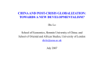 CHINA AND POST-CRISIS GLOBALIZATION: TOWARDS A NEW DEVELOPMENTALISM?