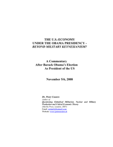 THE U.S.-ECONOMY UNDER THE OBAMA PRESIDENCY - A Commentary