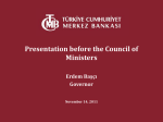 Presentation before the Council of Ministers Erdem Başçı Governor