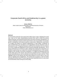 Corporate South Africa and biodiversity in a green economy Anesu Makina