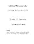 Institute of Actuaries of India November 2011 Examinations