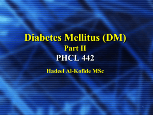 Diabetes Mellitus (DM) PHCL 442