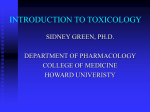 INTRODUCTION TO TOXICOLOGY