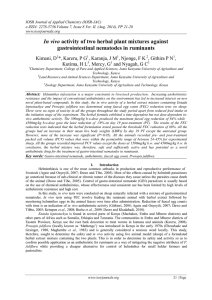 In vivo gastrointestinal nematodes in ruminants Kimani, D *, Kareru, P G