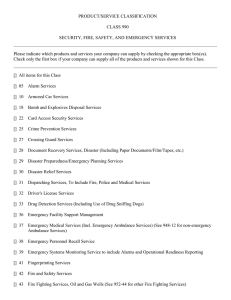 PRODUCT/SERVICE CLASSIFICATION CLASS 990 SECURITY, FIRE, SAFETY, AND EMERGENCY SERVICES ¯¯¯¯¯¯¯¯¯¯¯¯¯¯¯¯¯¯¯¯¯¯¯¯¯¯¯¯¯¯¯¯¯¯¯¯¯¯¯¯¯¯¯¯¯¯¯¯¯¯¯¯¯¯¯¯¯¯¯¯¯¯¯¯¯¯¯¯¯¯¯¯¯¯¯¯¯¯¯¯¯¯¯¯¯¯¯¯¯¯