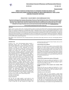 SIMULTANEOUS ESTIMATION OF CETRIZINE HYDROCHLORIDE AND  PHENYLPROPANOLAMINE HYDROCHLORIDE BY HIGH PERFORMANCE THIN LAYER 