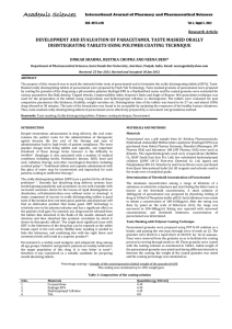 DEVELOPMENT AND EVALUATION OF PARACETAMOL TASTE MASKED ORALLY