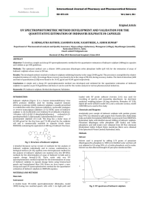UV SPECTROPHOTOMETRIC METHOD DEVELOPMENT AND VALIDATION FOR THE