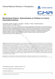 Clinical Medicine Reviews in Therapeutics Intermittent Asthma