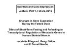 Lecture: Fasting and gene expression, Part 1