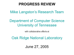 PROGRESS REVIEW Mike Langston`s Research Team Department