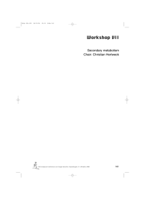 Workshop VII Secondary metabolism Chair: Christian Hertweck 161